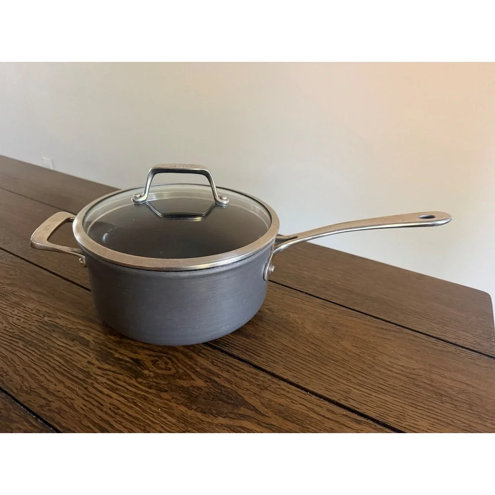 All-Clad Saucepan 3QT Gray Good Hard Anodized Nonstick Glass Lid Helper Handle